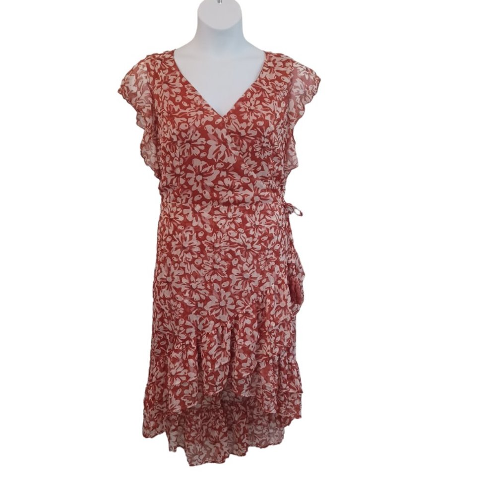 CUTE FLORAL RUFFLE HIGH LOW DRESS